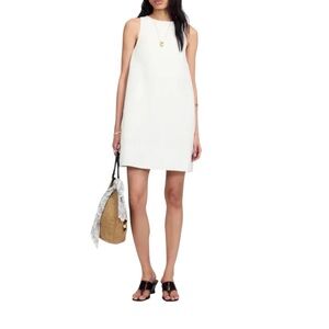 Madewell Mini Linen Shift Dress in Salt (White)